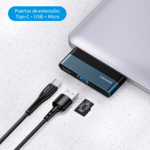 Adaptador Type-c Mini Hub A Type-c+usb3.0+microsd Gris Oscuro Para Apple - Imagen 3