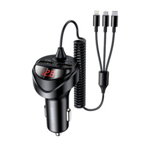 Cargador Celular para Auto USB Dual 3.4A + Cable Resorte 3 en 1 - Imagen 1