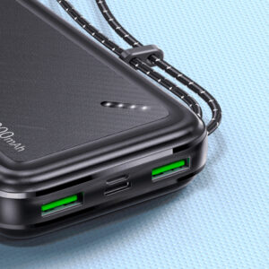 Bateria portatil 20,000 mAh QC3.0 + PD 22.5W con cinta Negro - Imagen 3