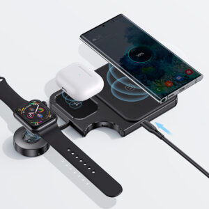 Cargador Inalambrico 3en1 para Celular, Earpods y Smartwatch 15W Negro - Imagen 1
