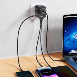 Cargador universal T59 USB dual + type C 20W Negro - Imagen 2