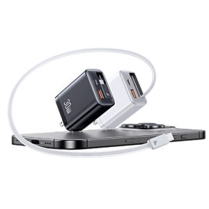 Cargador Pared 30W con Cable Tipo-C Retráctil + USB + Tipo-C - Imagen 3