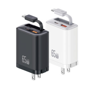 Cargador Pared 65W + Cable Retráctil + USB + Tipo-C